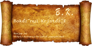 Bokányi Kristóf névjegykártya