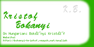 kristof bokanyi business card